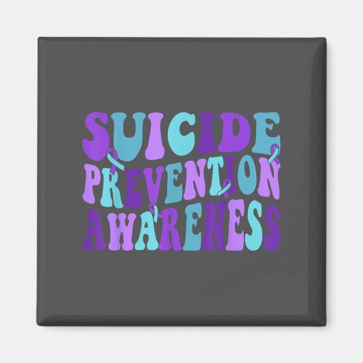 You Suicide Prevention Teal Purple Awareness Ribbo マグネット (正面)