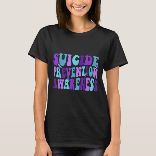You Suicide Prevention Teal Purple Awareness Ribbo Tシャツ (正面)