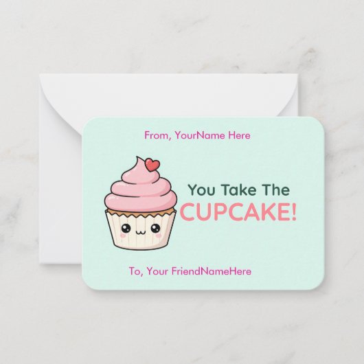 You Take the Cupcake Cute Classroom Valentine Card ノートカード (正面)