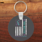 You Teal &amp; Purple Ribbon Suicide Prevention Aw キーホルダー (正面)