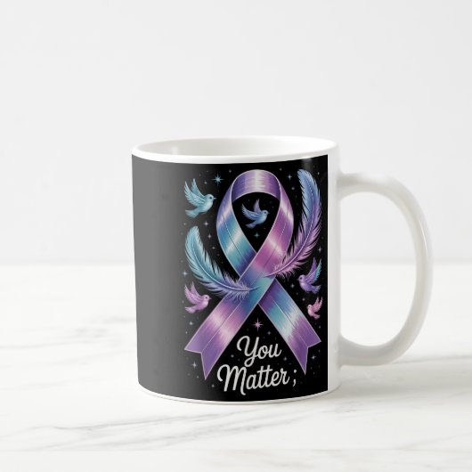 You Teal & Purple Ribbon Suicide Prevention Aw コーヒーマグカップ (右)