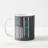You Teal &amp; Purple Ribbon Suicide Prevention Aw コーヒーマグカップ (左)
