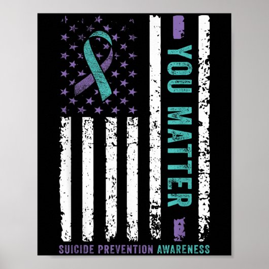 You Teal &amp; Purple Ribbon Suicide Prevention Aw ポスター (正面)