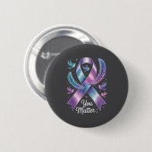 You Teal &amp; Purple Ribbon Suicide Prevention Aw 缶バッジ (正面&裏面)