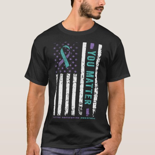 You Teal &amp; Purple Ribbon Suicide Prevention Aw Tシャツ (正面)