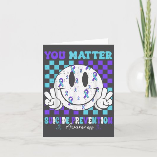You Teal Purple Ribbon Suicide Prevention Awarenes カード (正面)