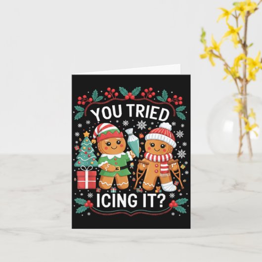 You Tried Icing It_ Gingerbread Christmas Design  カード (黄色い花)