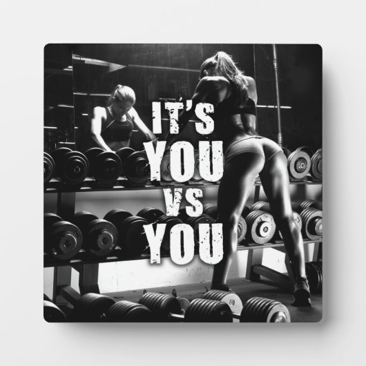 YOU vs YOU – 女性のトレーニング やる気を起こさせる フォトプラーク (正面)