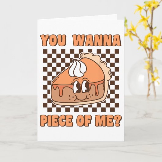 You Wanna Piece Of Me Groovy Pumpkin Pie Funny Tha カード (黄色い花)