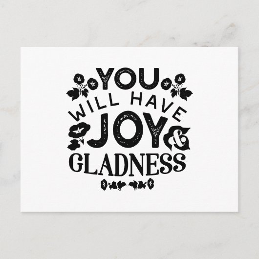 You Will Have Joy and Gladness Inspirational Quote シーズンポストカード (正面)