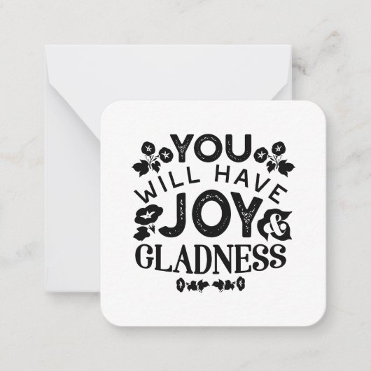 You Will Have Joy and Gladness Inspirational Quote ノートカード (正面)