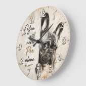 You Will Never Pee Alone French Bulldog ラージ壁時計 (傾斜)