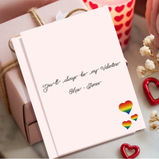 You'll Always Be My Valentine LGBT Heart Flag Flat シーズンカード