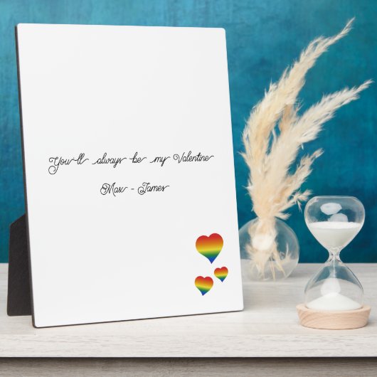 You'll Always Be My Valentine LGBT Hearts Flag フォトプラーク (側面)