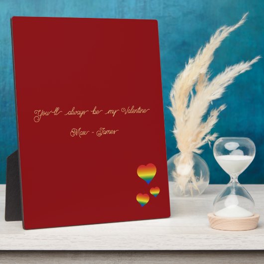 You'll Always Be My Valentine LGBT Hearts Flag フォトプラーク (側面)