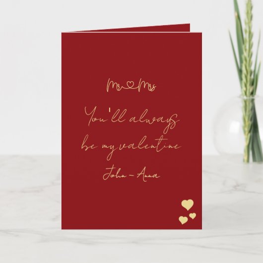 You'll Always Be My Valentine Mr and Mrs Folded シーズンカード (正面)