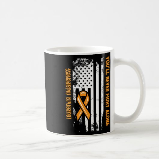 You'll Never Fight Alone Blood Cancer Leukemia Awa コーヒーマグカップ (右)