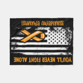 You'll Never Fight Alone Blood Cancer Leukemia Awa フリースブランケット (正面(横))