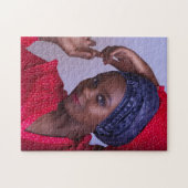 Young African Lady w/Blue Jeans Headwrap ジグソーパズル (横)