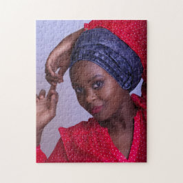 Young African Lady w/Blue Jeans Headwrap ジグソーパズル