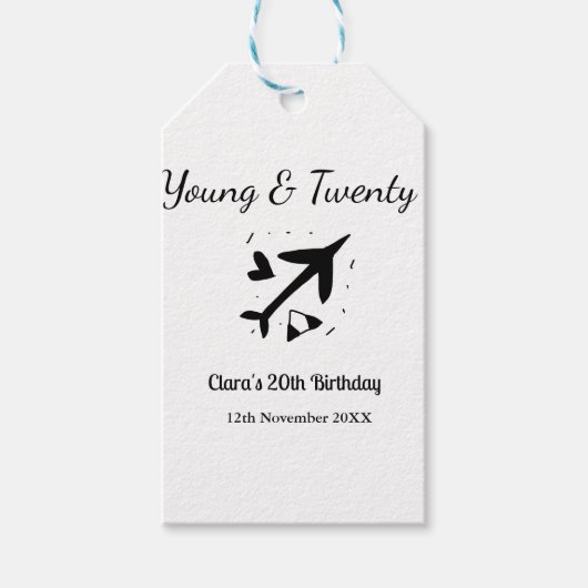 Young and twenty adventure happy birthday add name ギフトタグ (正面)