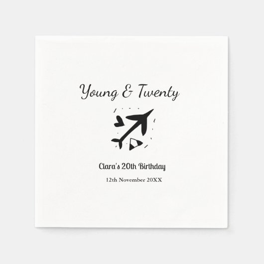 Young and twenty adventure happy birthday add name スタンダードカクテルナプキン (正面)