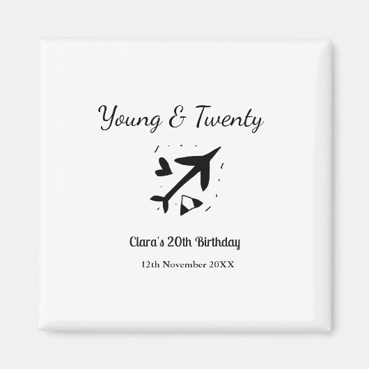 Young and twenty adventure happy birthday add name マグネット (正面)