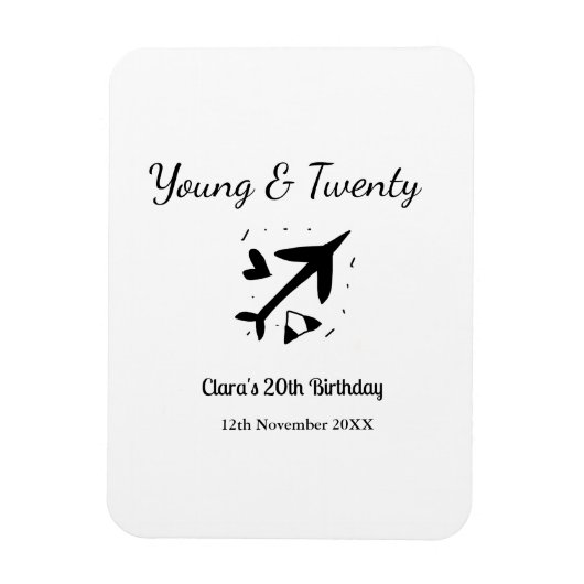 Young and twenty adventure happy birthday add name マグネット (縦)