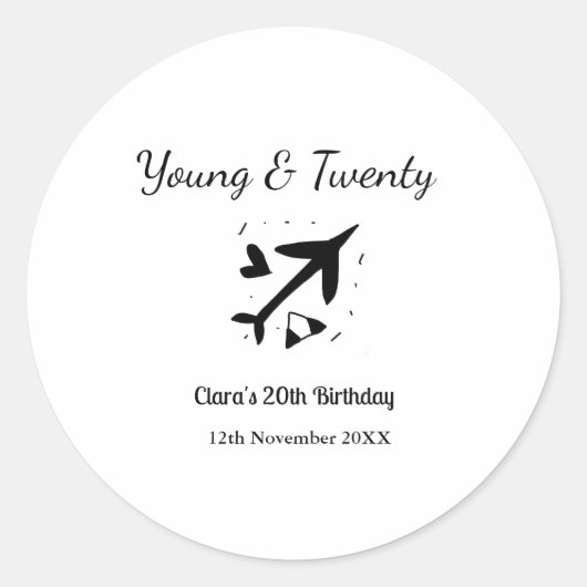 Young and twenty adventure happy birthday add name ラウンドシール (正面)