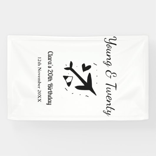 Young and twenty adventure happy birthday add name 横断幕 (横)