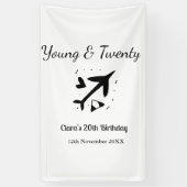 Young and twenty adventure happy birthday add name 横断幕 (縦)
