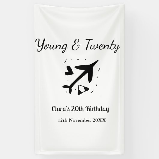 Young and twenty adventure happy birthday add name 横断幕 (縦)