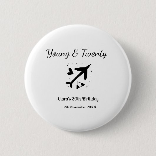 Young and twenty adventure happy birthday add name 缶バッジ (正面)