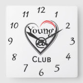 Young at Heart Club Clock スクエア壁時計 (正面)