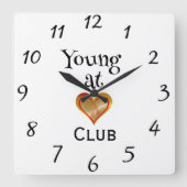 Young at Heart Club Clock スクエア壁時計 (正面)