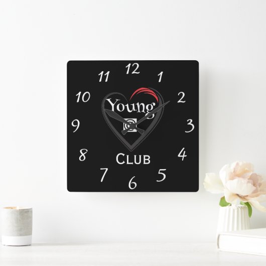 Young at Heart Club Clock スクエア壁時計 (ホーム)