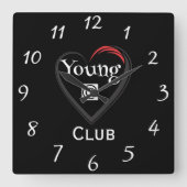 Young at Heart Club Clock スクエア壁時計 (正面)
