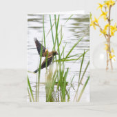 Young Bird in Flight カード (黄色い花)