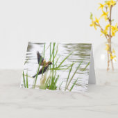 Young Bird in Flight カード (黄色い花)
