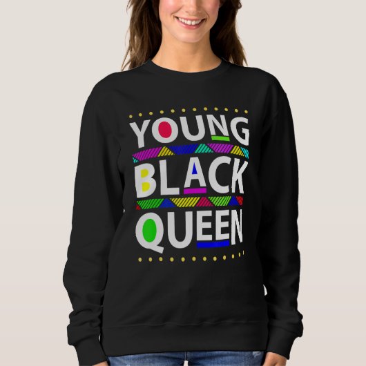 Young Black Queen Black History Month Girls Kids スウェットシャツ (正面)