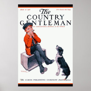 Young Boy & 縁ど Collie~Country Gentle Cover ポスター