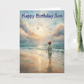 Young Boy on Beach Birthday Card カード (正面)