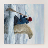 Young Boy on Ice Rescuing a Polar Bear ジグソーパズル (横)