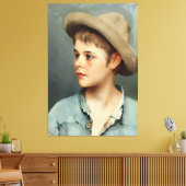 Young Boy with Straw Hat by Eugene de Blaas - 16K  キャンバスプリント (インサイチュ (リビング))