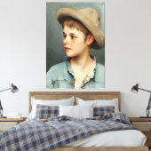 Young Boy with Straw Hat by Eugene de Blaas - 16K  キャンバスプリント (インサイチュ (寝室))