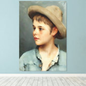 Young Boy with Straw Hat by Eugene de Blaas - 16K  キャンバスプリント (インサイチュ (ウッドフロア))