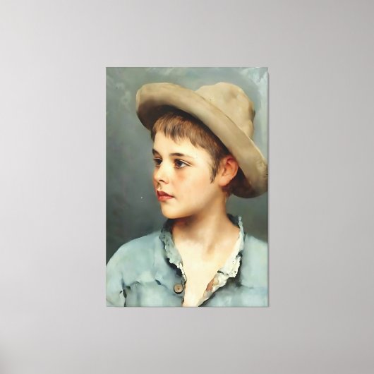 Young Boy with Straw Hat by Eugene de Blaas - 16K  キャンバスプリント (正面)