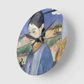 Young Breton Woman, 1889 (キャンバス油) ラウンド壁時計 (傾斜)