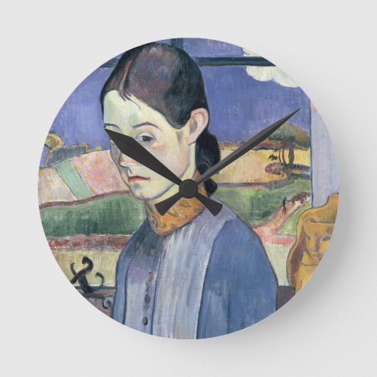 Young Breton Woman, 1889 (キャンバス油) ラウンド壁時計 (正面)