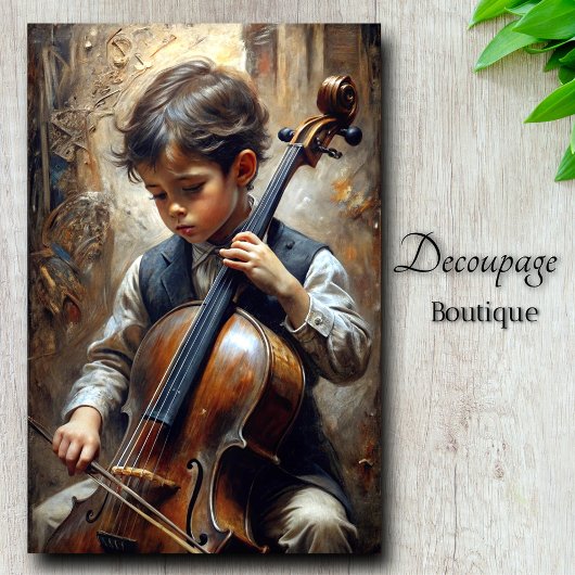 Young Cellist Decopage 薄葉紙
